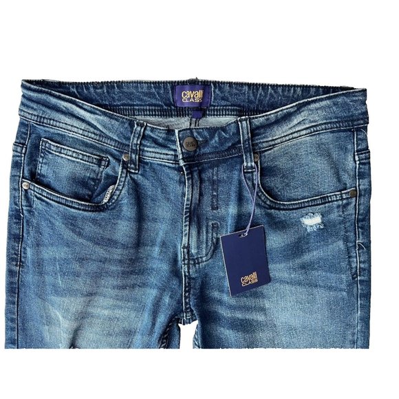 Cavalli Class by Roberto Cavalli Slim Straight Distress Denim Jeans ( 30 ) - Picture 4 of 5